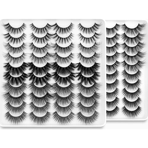 ISEEN 20 Pairs Mink Lashes Faux Eyelashes Mink Natural False Eyelashes Dramatic Volume Lashes Eyelash Extension for Makeup
