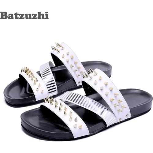Men Casual Summer Sandals Mens Leather Beach Flip Flops Sandals Casual Men Shoes Rome Sandals Flat Shoes for Man Slippers