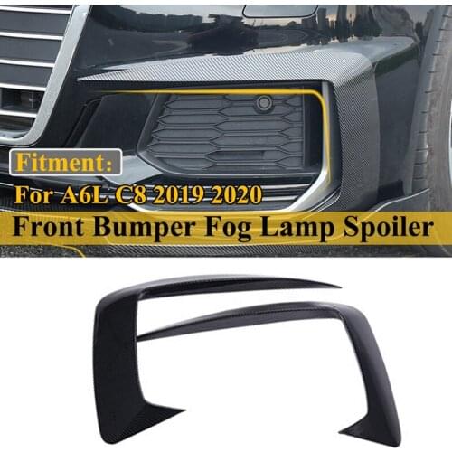 Carbon Fiber Front Bumper Lip Splitter Fog Light Eyebrow Cover Trim For- A6L C8 2019 2020