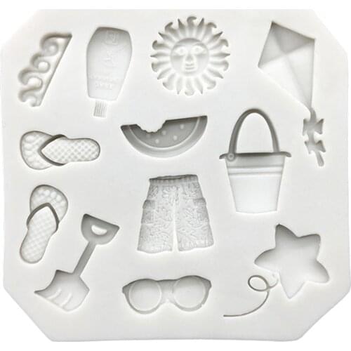 Sunshine Slipper Sandy Beach Silicone Sugarcraft Cupcake Baking Mold Fondant Cake Decorating Tools
