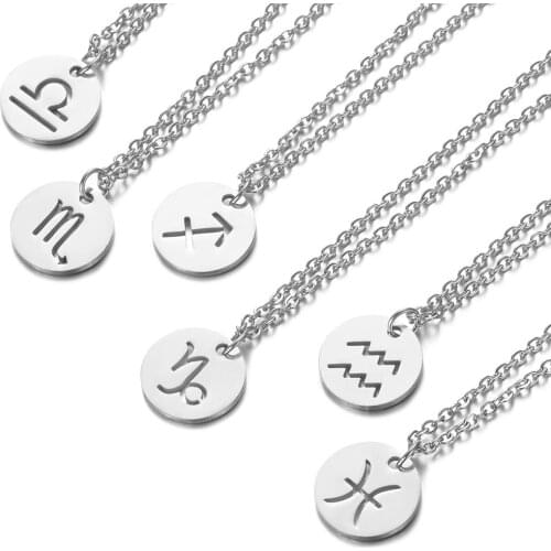 Todorova 12 Constellation Pendant Necklace For Women Stainless Steel Jewelry Choker Necklace Zodiac Sign Necklace Birthday Gift