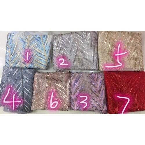 Stock 5yards/bag XC218# 7 colour peacock feather sequins lace fabric for bridal wedding dress/sawing 2018 New