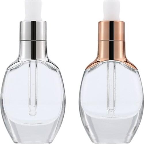 High Quality 30ml Glass Dropper Bottle Rose Gold Silver Aromatherapy Liquid Empty Essential Oil Serum Pipette Refillable Bottles