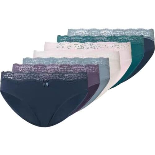 Women Lace Pure Color Panties Lot Ladies Home Triangle Briefs 7-Piece Set Sexy and Comfortable Low-Waist Lingerie Cotton Summer