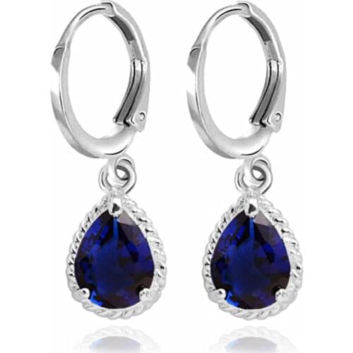 MISANANRYNE 5 Color Silver Color Crystal CZ Zircon Waterdrop Dangle Earring For Women Bijoux brincos boucles d'oreilles