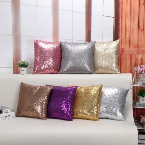 European 6 Color Sequins Pillow Cover Purple, Champagne, Gray, Gold, Silver, Pink polyester 100% Decorative Sofa Cushion Covers