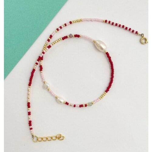 Women red beads necklace bohemian exquisite beaded choker wedding banquet neck accessories gift for friends Handmade 2020 trendy