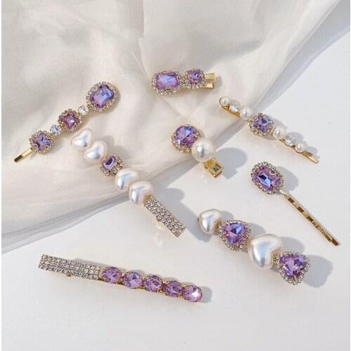 1pcGirls Elegant Imitation Pearls Rhinestone Geometric Hair Clips Sweet Hair Ornament Hairpin Barrette Headband Hair Accessories