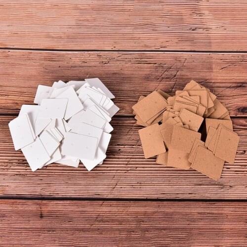 100PCS White Khaki Paper Jewelry Display Card Labels Ring Sticker Hangtag 100pcs Blank Paper Price Tag Labels Packaging