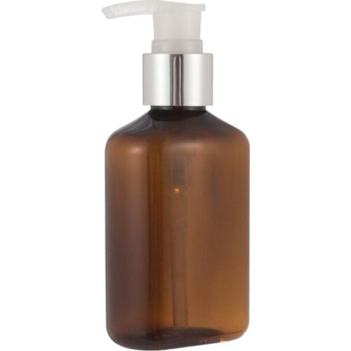 125ml Brown Flat Emulsion Bottle Electrochemical Aluminum Switch Pump Press Bottle 10PCS/LOT