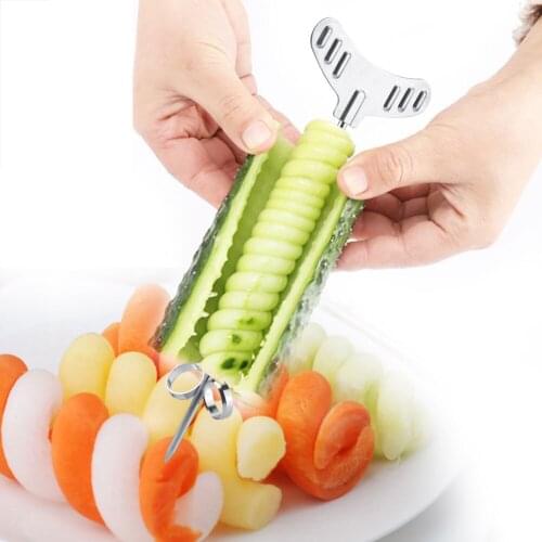 French Fry Cutter 2Pcs/set Potato Spiral Manual Roller Spiral Slicer Vegetable Spiralizer Practical Grater Kitchen Accessories