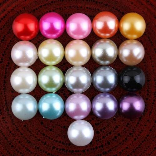 200pcs/lot 12MM 21 Colors Handmade Resin Plastic Imitation Flatback Half Pearl Buttons Acrylic Pearl Beads For Hair Accessories