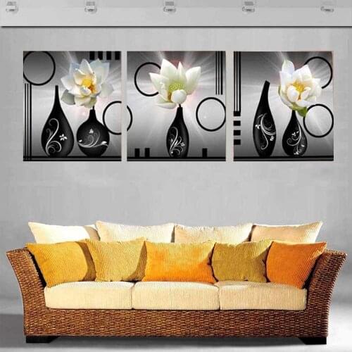 3Pcs White Flower Lily Peony Diamond Embroidery Sale 5D Diy Diamond Painting Full Square Round Drill Mosaic PictureZP-4632