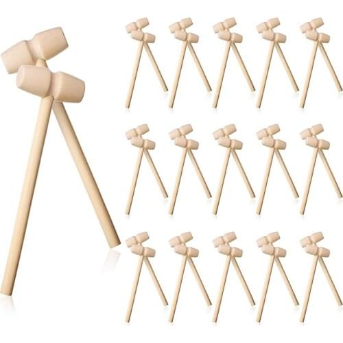 48Pcs Mini Wooden Hammer Wooden Crab Lobster Mallet Hardwood Mallet Hitting Toy Shellfish Hammer Tool