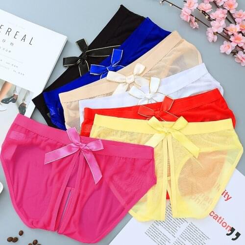 5pcs/lot crotchless lingerie Women Panties briefs bow meshtransparent girls Intimates hot low rise active bragas New 5007nP5