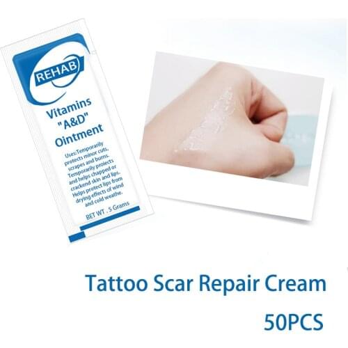 50 Pieces Of Tattoo Scar Repair New Cream A&D Ointment To Restore And Repair The Skin, Vitamin Cream For One-Time Use Sterile