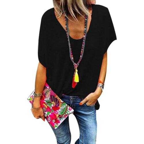 Plus Size Women Shirts Tops Casual Candy Color V Neck Short Sleeve T-Shirt Summer Female Loose Casaul Top Oversized 6 Colors