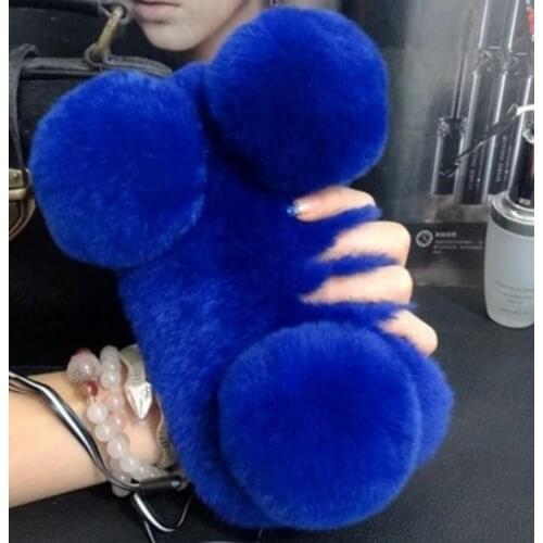 Luxury Panda Rabbit Fur Case For iPhone 11 12 Pro Max X XS MAX XR 7 8 Plus 6 6S Plus Cartoon warm fluffy Hair plush Case Cover
