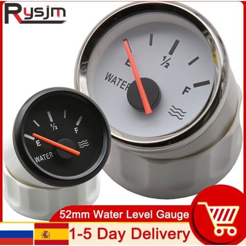 HD 52mm Water Level Gauge 0~190 ohm For Marine Car Boat Yacht 12V/24V Water Tank Level Gauge Red Backlight Fuel Level Indicator