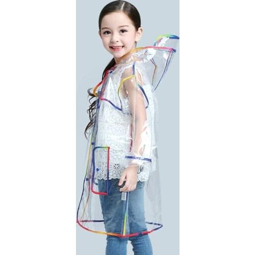 Children Rainwear Clear Toddler Transparent EVA Outdoor Poncho Waterproof Raincoat Kids Clothes