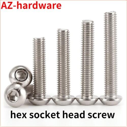 Iso 7380 grade 10.9 nickel plated mushroom head/semi-head hex socket head screw M1.6-M8 10PCS