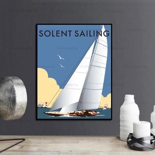 Canvas Painting Visit Beachy Head Sailing Travel Vintage Wall Pictures Canvas Posters Coated Wall Stickers Home Decoration Gift