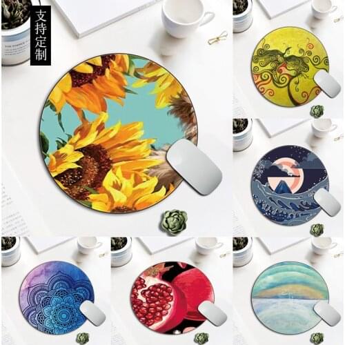 Mousepad cute cartoon small round mouse pad non-slip suitable for laptop desk accessories