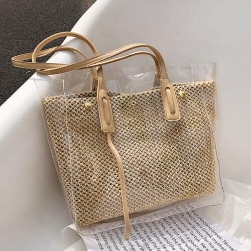 Summer Jelly Bag Large Capacity Shoulder Bag 2021 New High Quality Transparent Shoulder Bag Straw Tote Bag