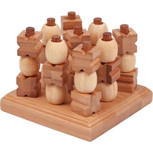 Mini Tic-Tac-Toe Wooden Puzzle Game for Kids Modern 3D XOXO Chess Crosses Brain Teaser Parent-Child Interaction Toys Home 77HD