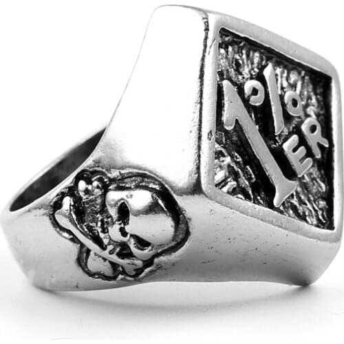 Ancient Biker 1% er Skull Ring Mens Motorcycle Biker Band Party Ring Ring Men Anillos Mujer Punk Aneis Freeshipping