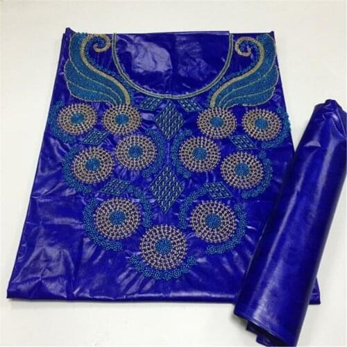 Soft African Bazin Riche Fabric Jacquard Brocade Fabric Bazin Rrche Brode Bazin Brode With Collar Embroidery Beads Lace Fabric