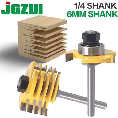 2Pc 6 Piece Slot Cutter 3 Wing Router Bit Set Woodworking Chisel Cutter Tool- 8"& 11/4" Shank 6mm shank Tenon Cutter for Woodwor