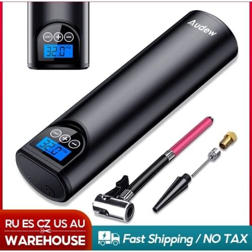 Audew 12V 150PSI USB Cordless Portable Air Compressor LCD Handheld Inflatable pump for Car Bicycles Tires Balls Swimming Rings