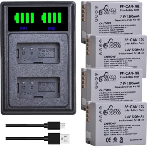 NB-10L Battery 1200mAh NB10L NB 10L Battery Charger for Canon 1100D G1X G15 G16 PowerShot SX40HS SX50HS SX60HS SX40 SX50 SX60 HS