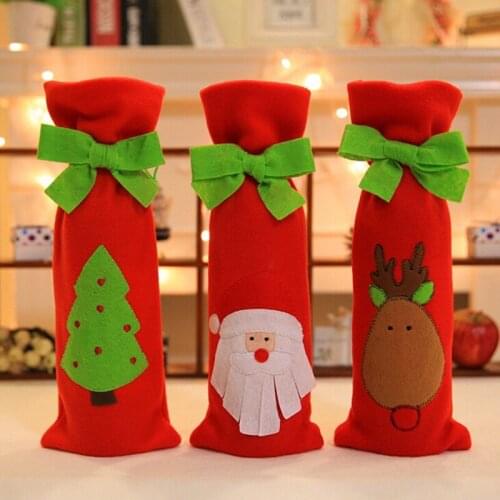 Christmas Decoration Santa Claus Snowman Wine Bottle Cover Bag Christmas Dinner Xmas Table Decor Party Ornament Decor