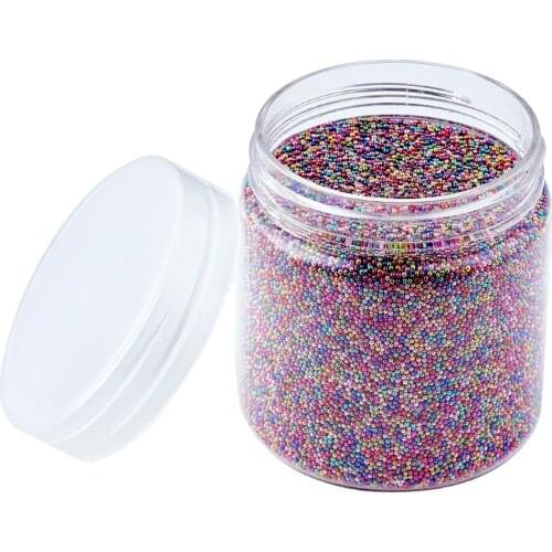 Pandahall 130g/Box 3D Rainbow Color Nail Art Decoration Glass Beads Colorful Tiny Mini Ball Caviar Pearl Micro Bead 0.6~0.8mm