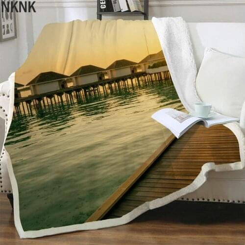 NKNK Brank Beach Blanket Sun Blankets For Beds Houses 3D Print Landscape Plush Throw Blanket Sherpa Blanket Animal Vintage Adult