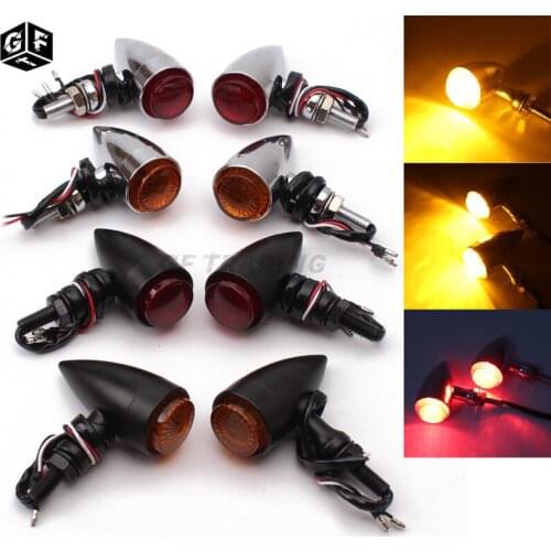 Chrome/Black Metal 10mm Bolt Motorcycle Retro Turn Signals Indicator Universal for Harley Honda Yamaha 12V Signal Lights Blinker
