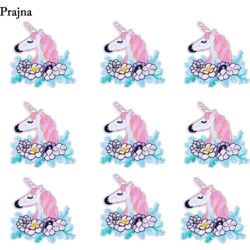 Prajna Flower Unicorn Patches Embroidered Appliques Hippies Stickers Stripes On Clothing Ornament Handicraft Wholesale Set Decal