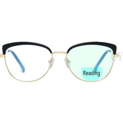 Progressive multifocal reading glasses women adjustable vision cat eye Blue Light Blocking Bifocal diopter FML