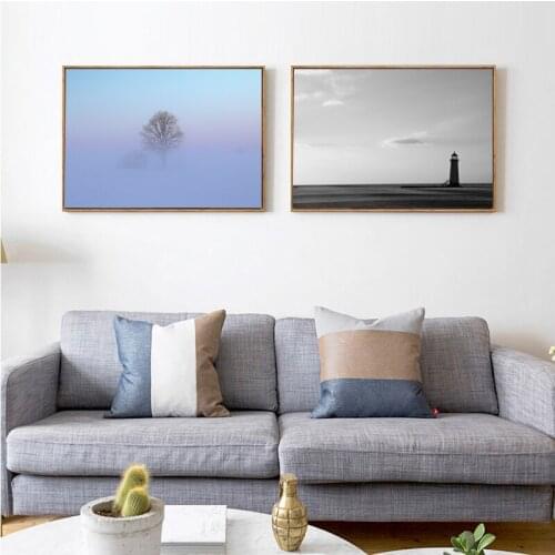 Simple Modern Landscape Mountain And Sea Gray Secluded Landscape Painting Wall Art Print Canvas Painting Poster Home Decoration