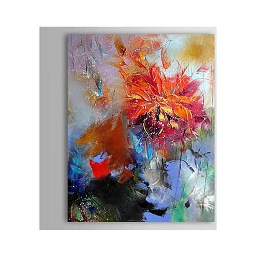 Hand Painted Canvas Painting-Red Flower-Floral Oil Painting Wall Art-Modern Canvas Art Wall Decor