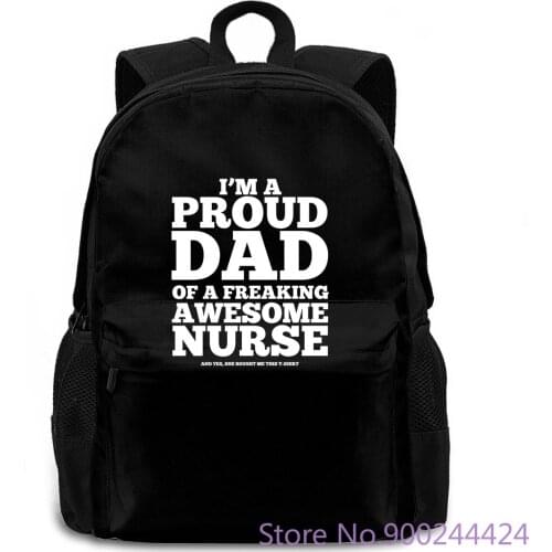 Proud Dad Awesome Nurse White - The Gentle Sirs Print Brand women men backpack laptop travel school adult student