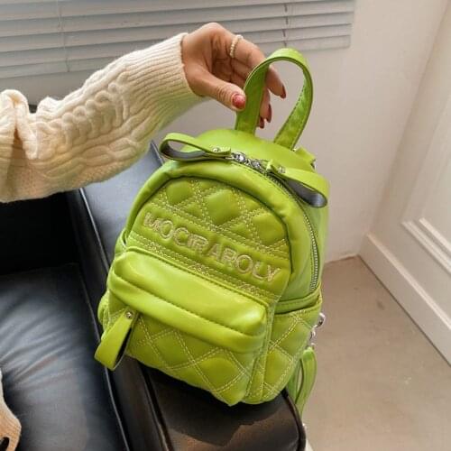 New Green Small Female Backpack Letter PU Leather Designer Women Backpacks Luxury Ladies Bagpack Girls Travel Brand Shoulder Bag