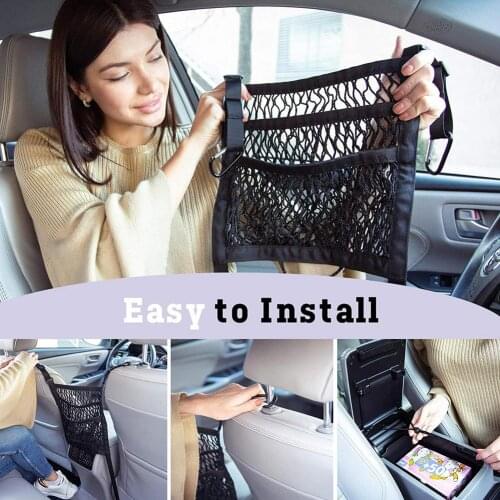 Car Mesh Net Bag Between Car Organizer Seat Back Storage Bag Strong Elastic Luggage Holder Pocket for Car Styling