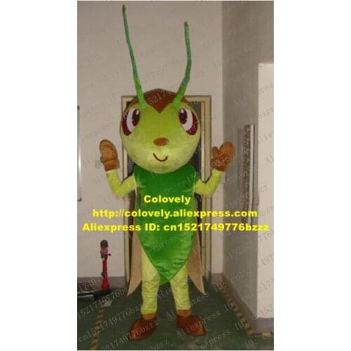 Smart Green Ant Insect Mascot Costume Mascotte Acridid Cricket Formicidae Locust With Green Dress Brown Wings No.1110 Free Ship