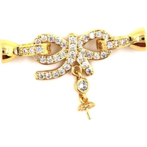 DIY Necklace Bracelet Connectors Clasp 18K Gold Plating Copper Cubic Zirconia Clasps For Jewelry Making Fastening Accessories