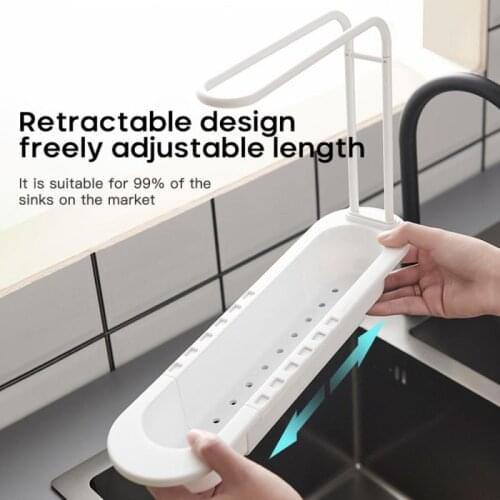 Telescopic Sink Shelf Soap Sponge Drain Rack Storage Basket Faucet Holder Adjustable Bathroom Holder Sink Kitchen Accessories