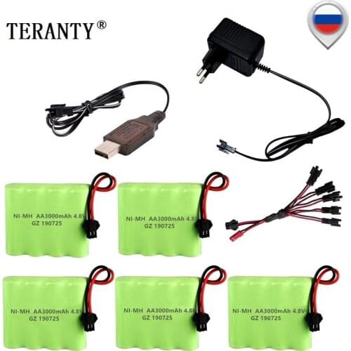 SM Plug) 4.8v 3000mah NiMH Battery Charger Set For Rc toys Cars Tanks Robots Boats Guns Ni-MH AA 4.8v Rechargeable Battery Pack