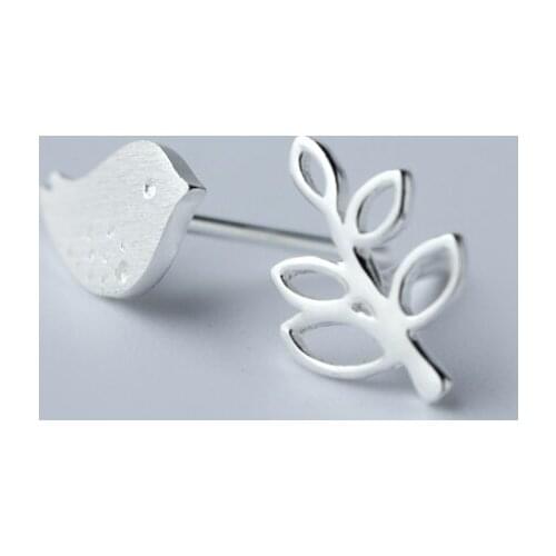 MloveAcc 100% 925 Sterling Silver Lovely Little Bird & Branch Stud Earrings for Women Girls Sterling Silver Jewelry